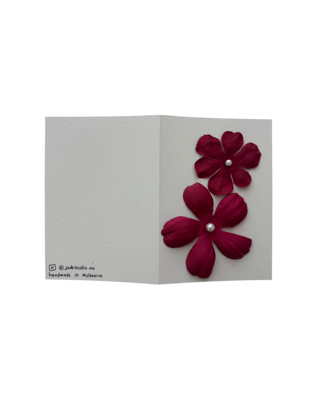Red Flower Pearl Greeting Card (Green Envelope)