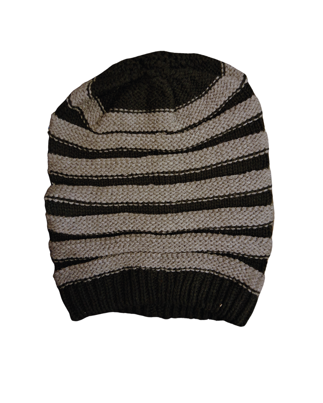 Stripe Winter Beanie - Black and Grey