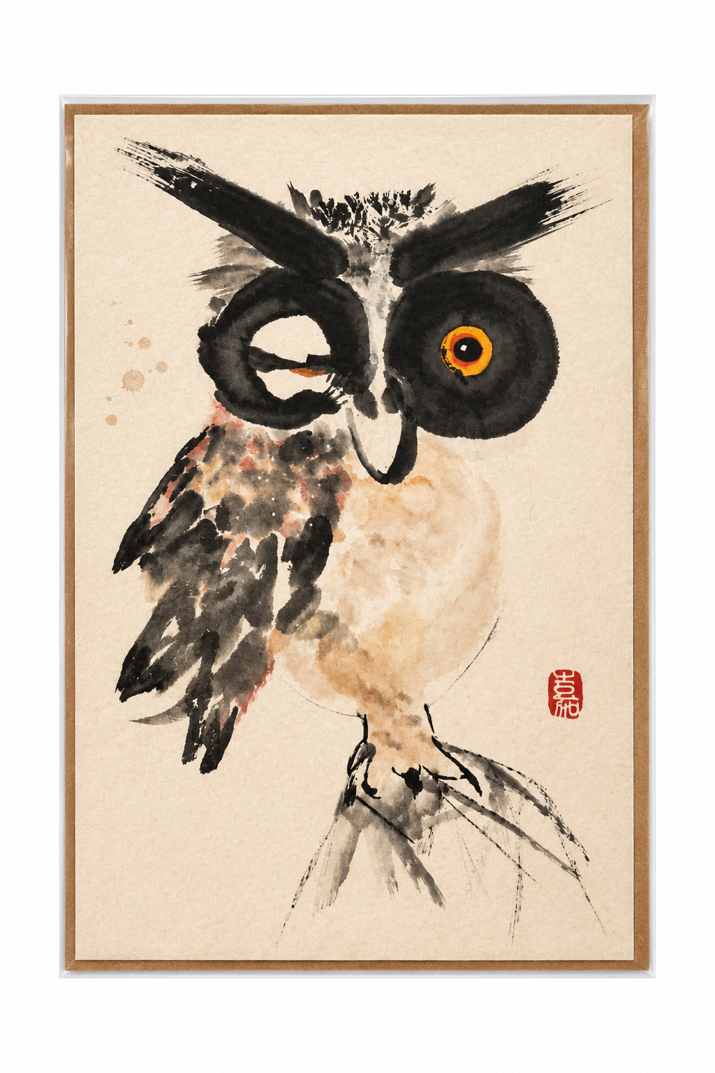 Winking Owl Ink Art Greeting Card