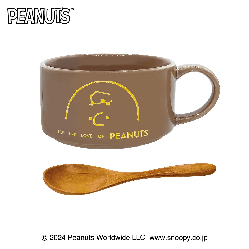 Soup cup and spoon set - Charlie Brown and Snoopy - Brown