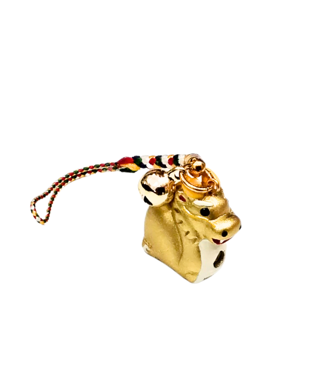 Lucky Dragon Bell Charm Keyring 2cm - Golden