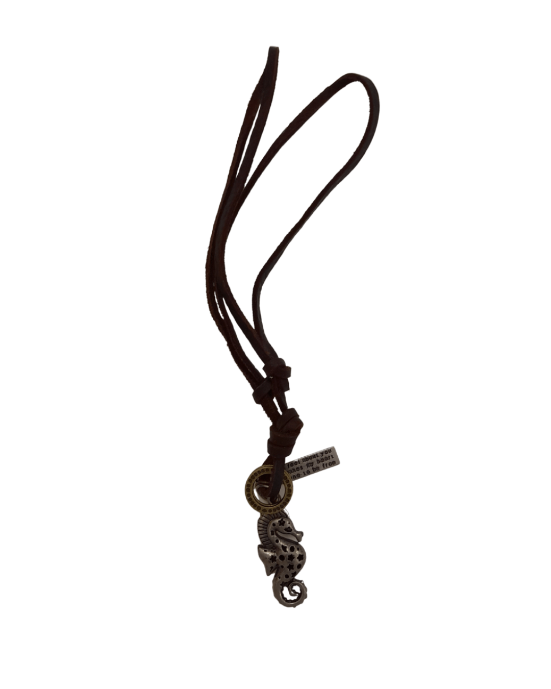 Leather Necklace Brown - Seahorse
