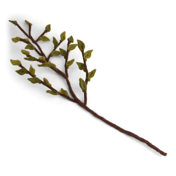 Gry & Sif Felted Branch With Green Leaves