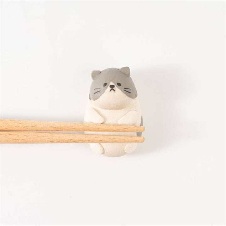 Cat Chopstick Rest - White Grey