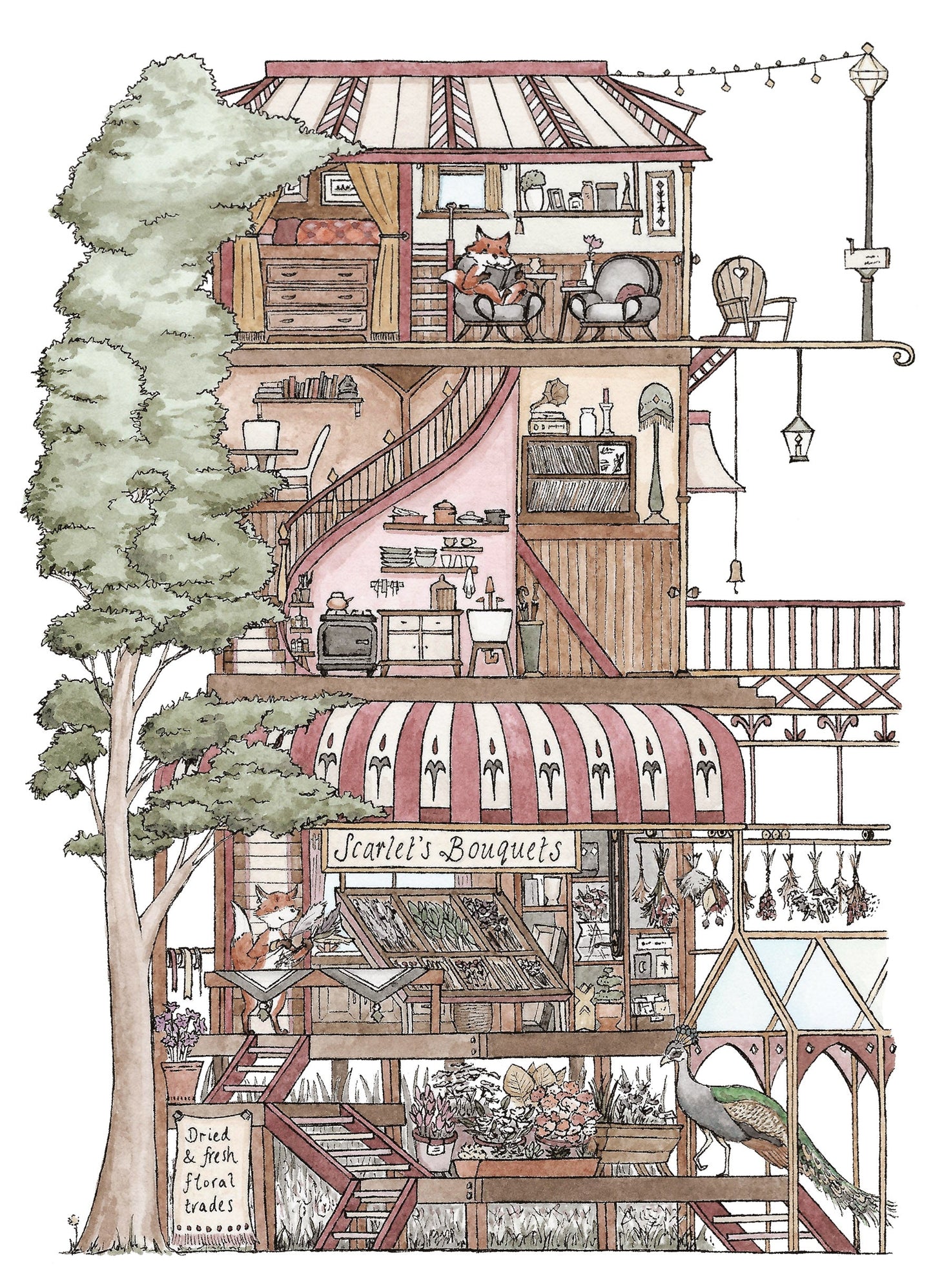 Scarlet's Bouquets - A4 Art Print