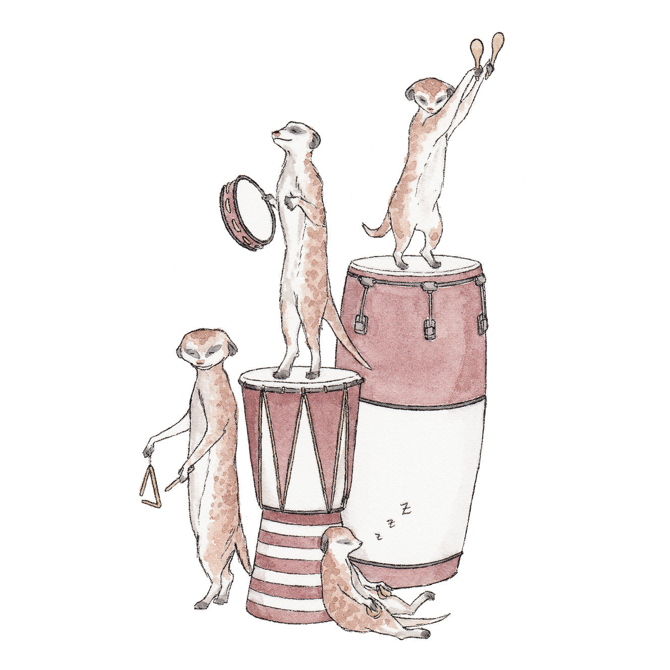 Meerkats On Percussion Greeting Card
