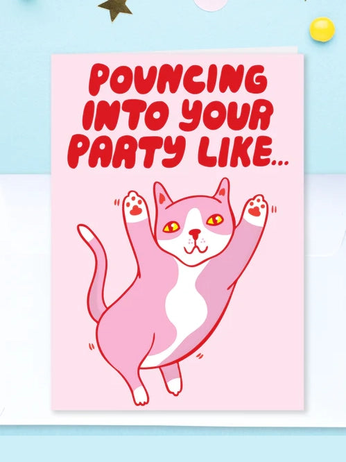 Pouncing Into Your Party Like Greeting Card