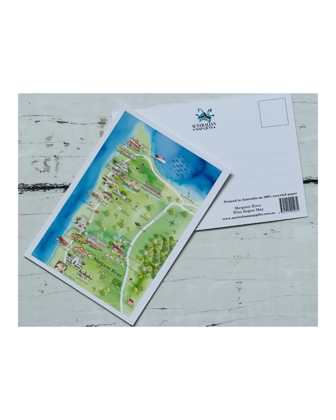 Margaret River Wine Region Map Postcard A6