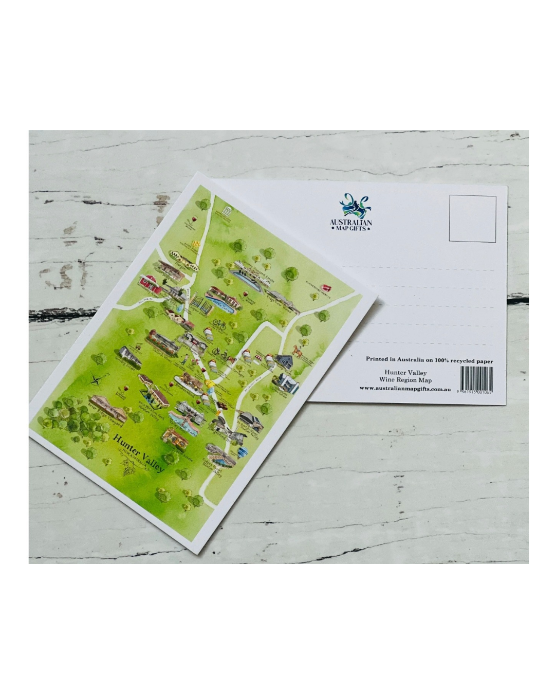 Hunter Valley Wine Region Map Postcard A6