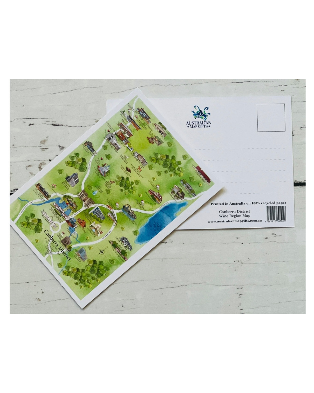 Canberra District Wine Region Map Postcard A6