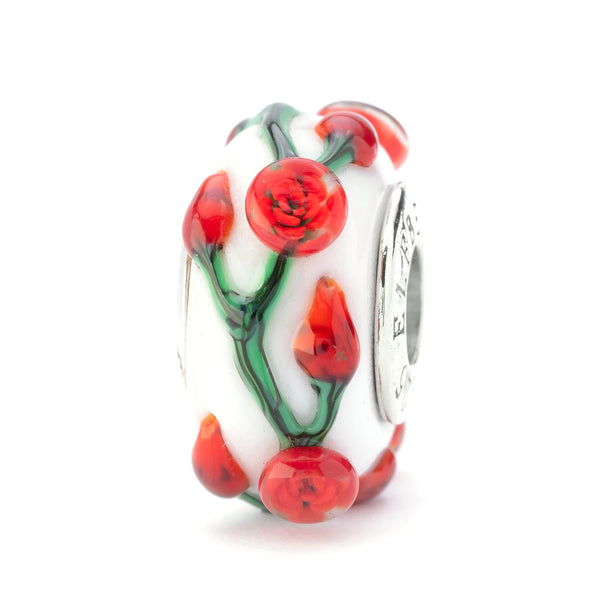 Painted Roses Glass Bead