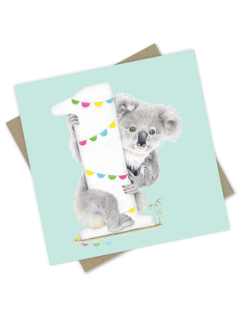 PopcornBlue "1" Age Card