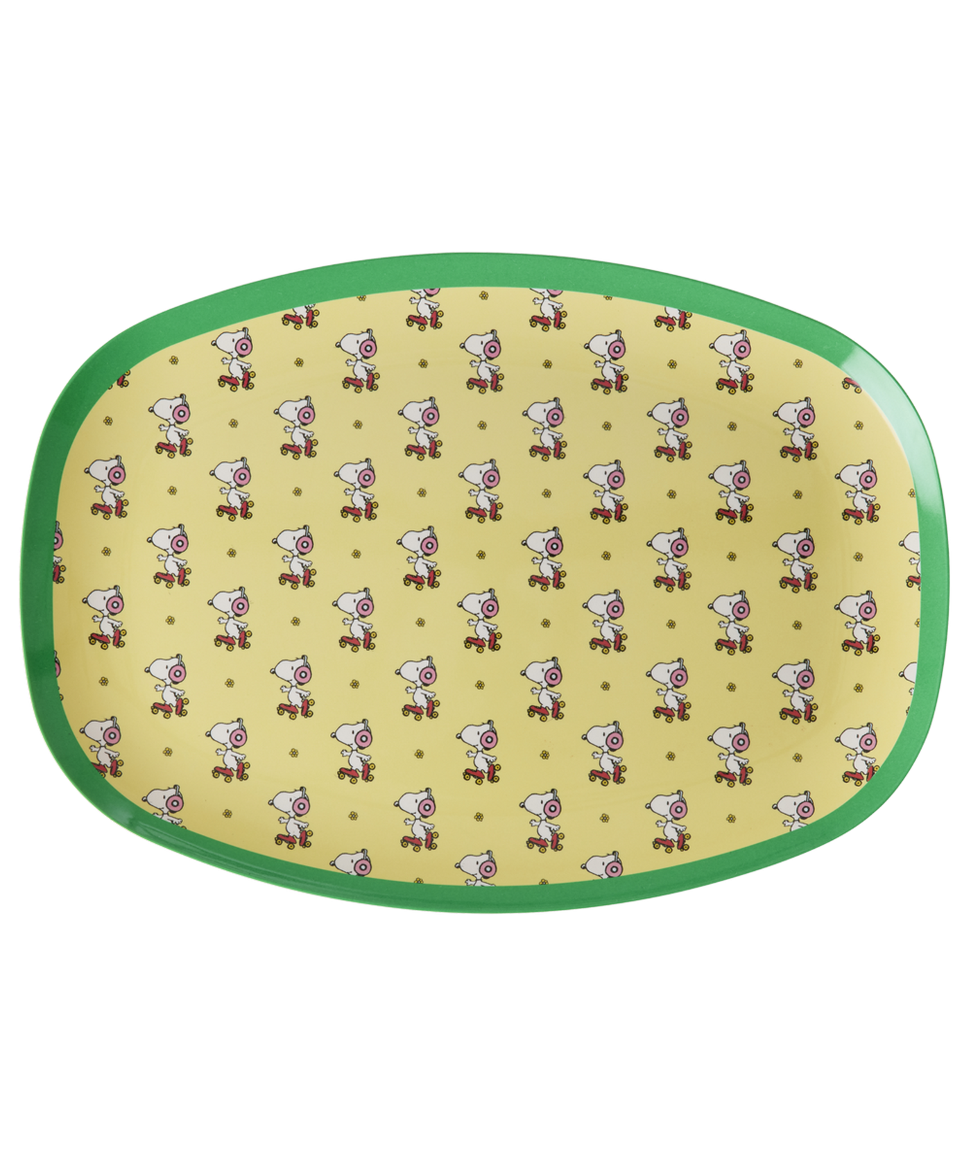 Large Rectangular Dinner Plate - Soft Yellow - Snoopy Print