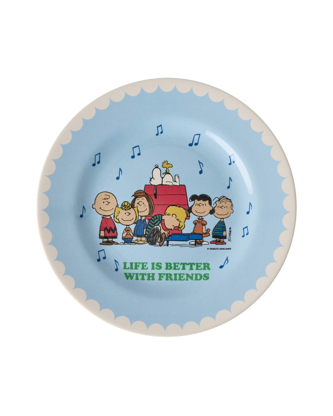 Round Side Plate - Soft Blue - Snoopy Print