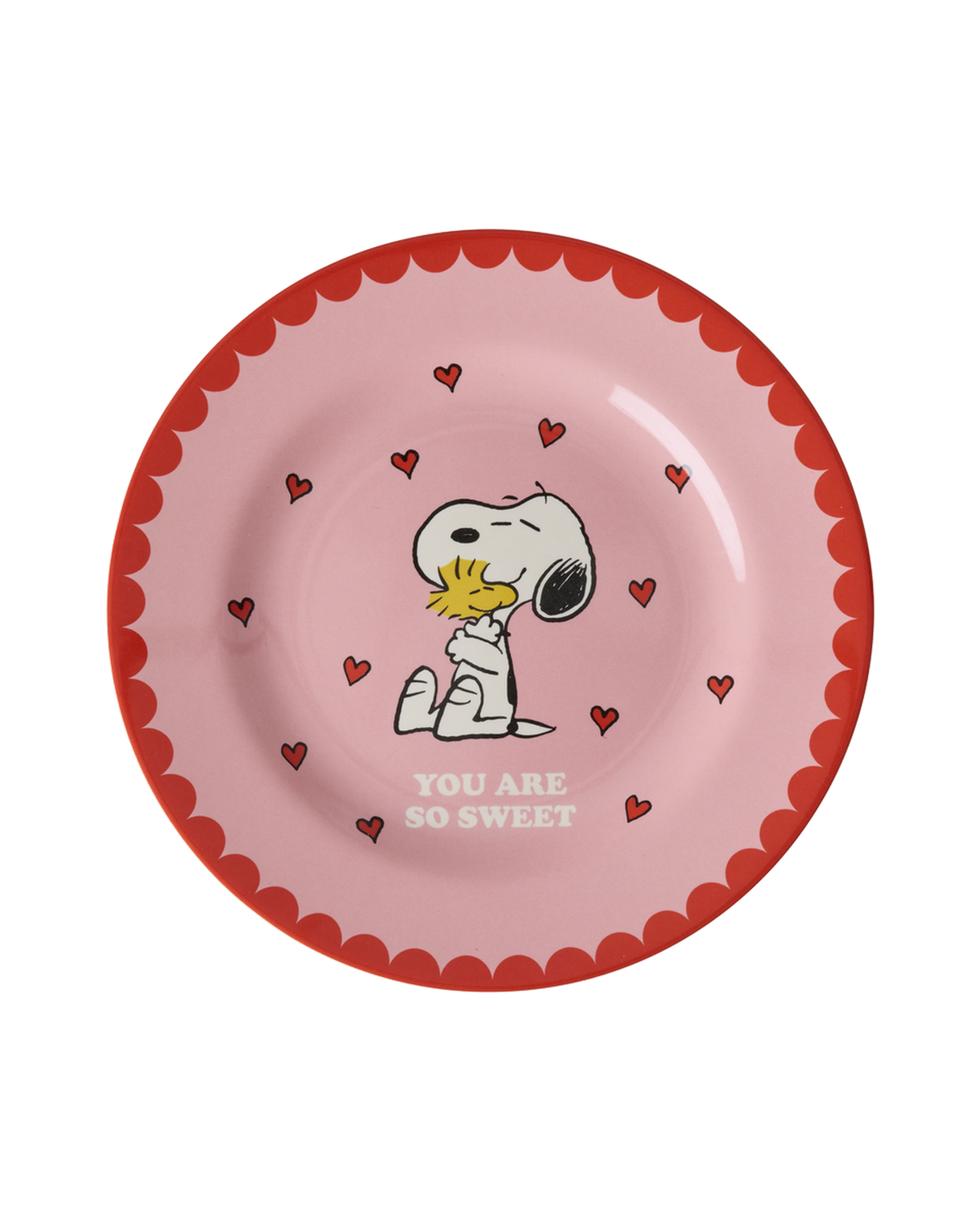 Round Side Plate - Pink - Snoopy Print