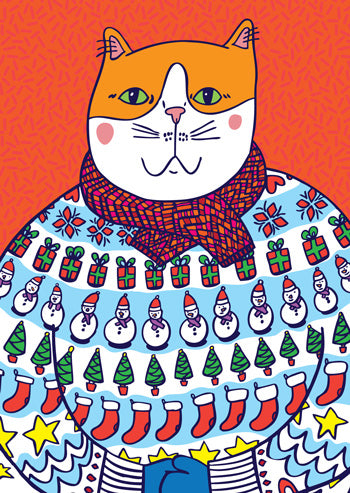 Cat Christmas Sweater Christmas Card