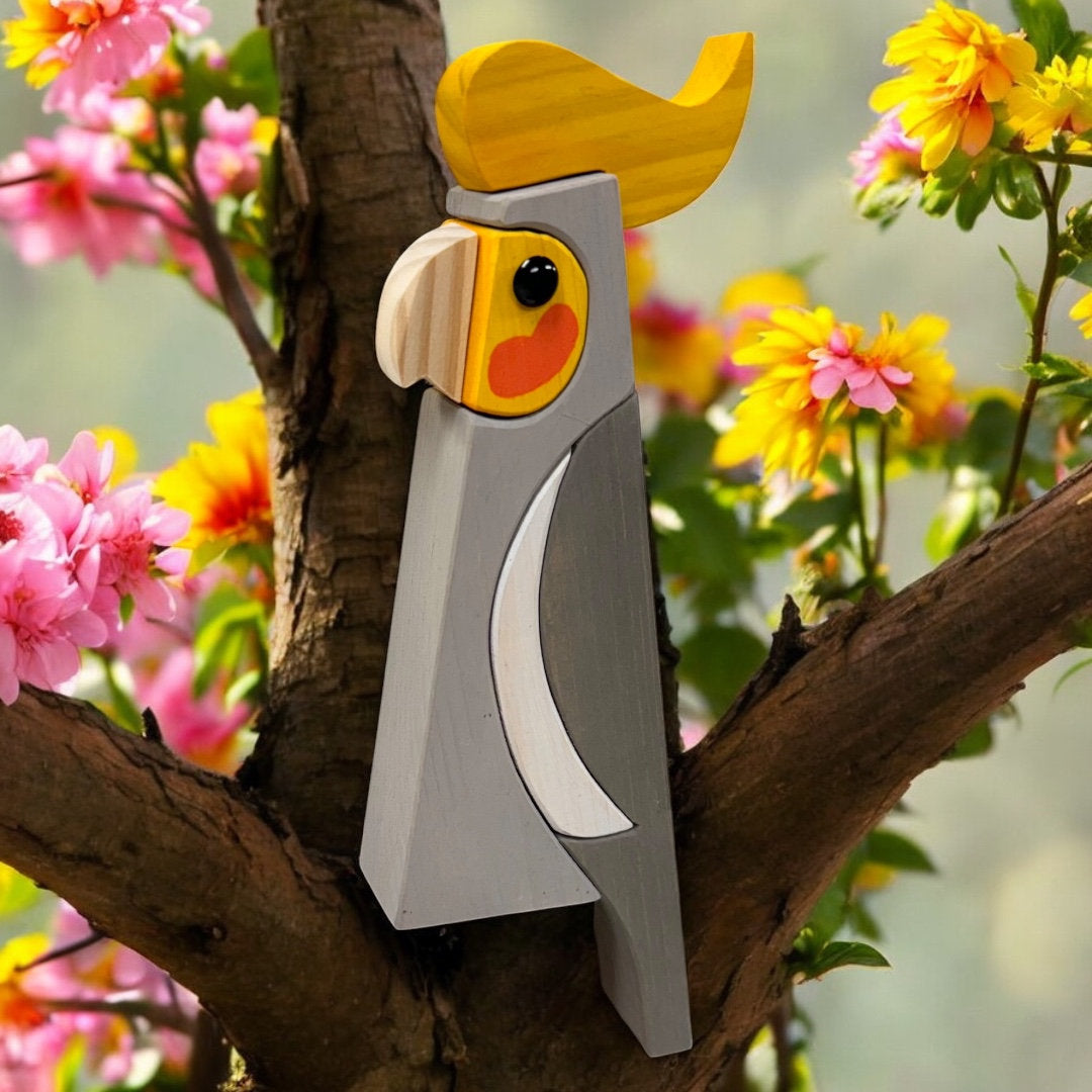 Abstract Bird Sitter Sculpture - Cockatiel
