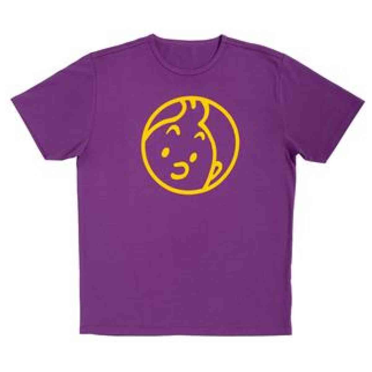 Adult T-shirt TIntin Face Lila - Mu Shop