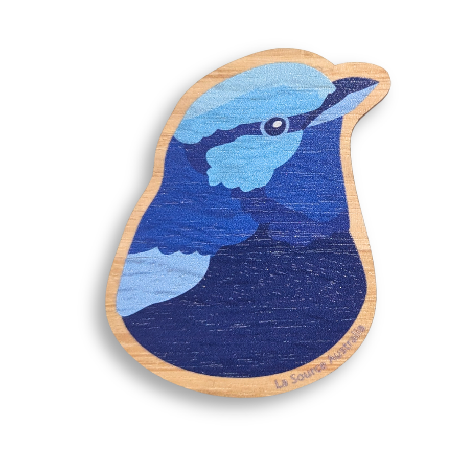 Blue Wren Wooden Magnet