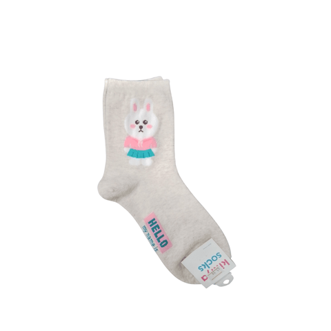 Cute Rabbit Adult Crew Socks - Sand beige - Mu Shop
