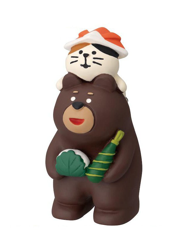 Decole Figurine - May Festivities Bear Piggyback Kitten - Mu Shop