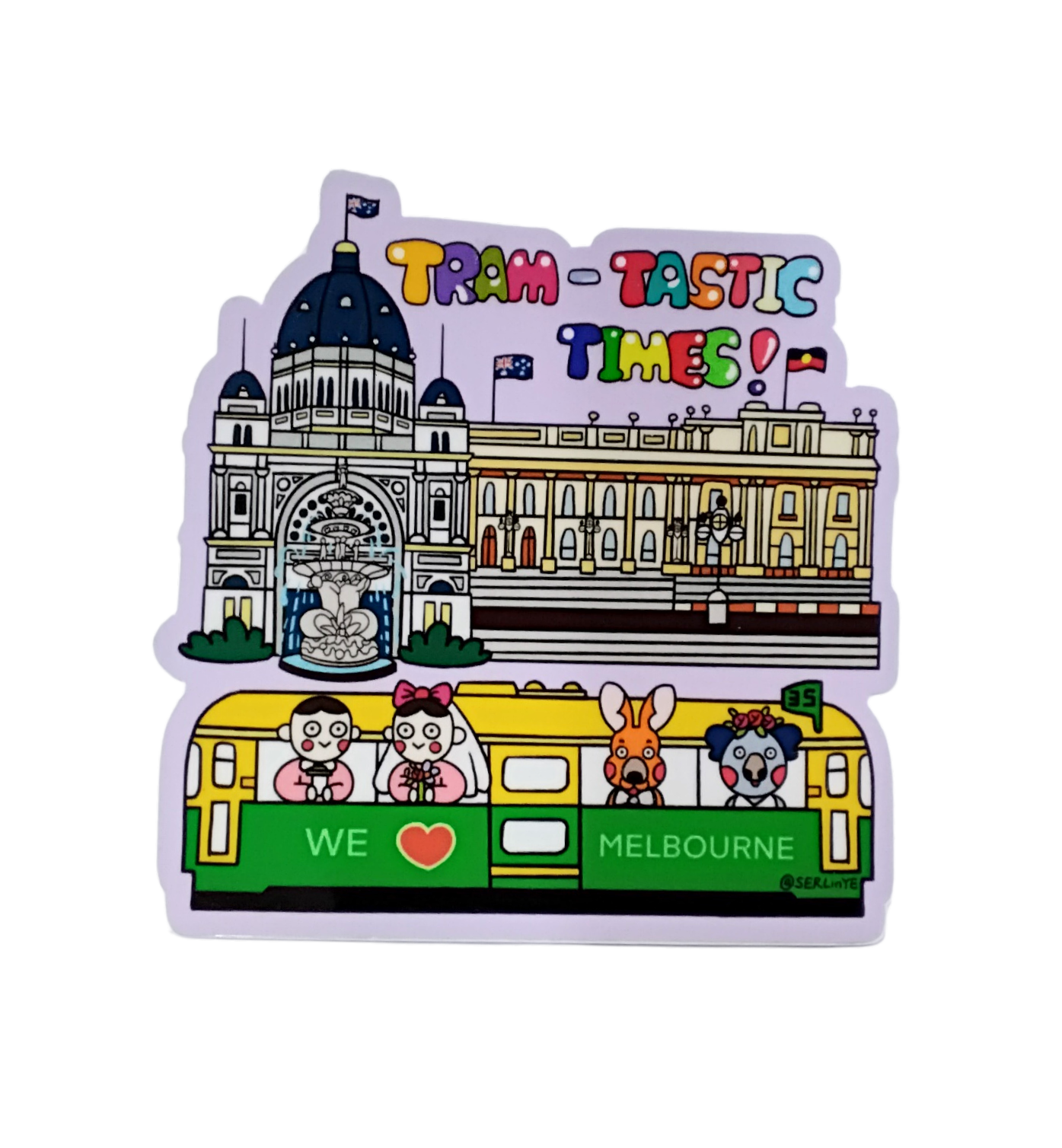Melbourne Sticker – We ♥ Melbourne (Exhibition Building, Carlton Gardens & Tram)