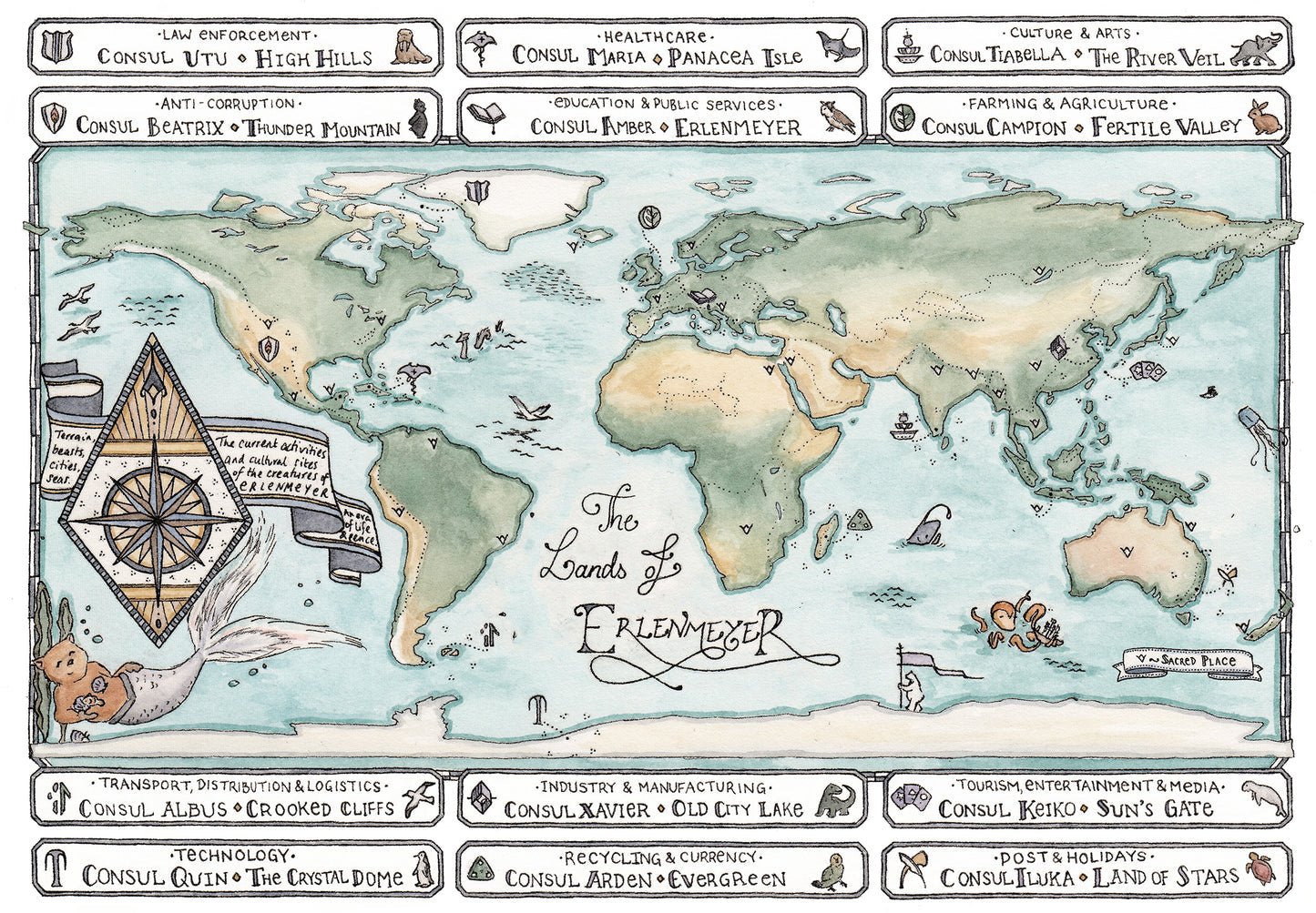Lands of Erlenmeyer - A4 Art Print - Mu Shop
