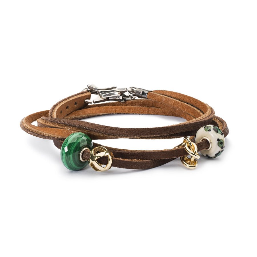 Leather Bracelet Light/Dark Brown 36cm - Mu Shop