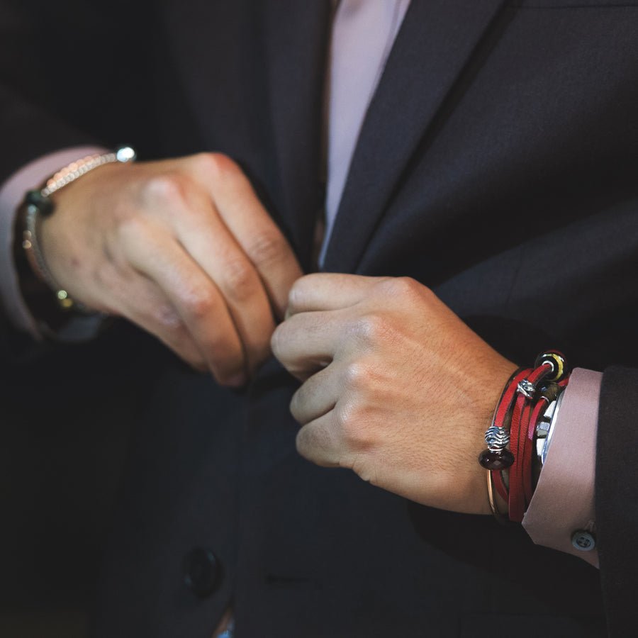 Leather Bracelet Red/Bordeaux 36cm - Mu Shop
