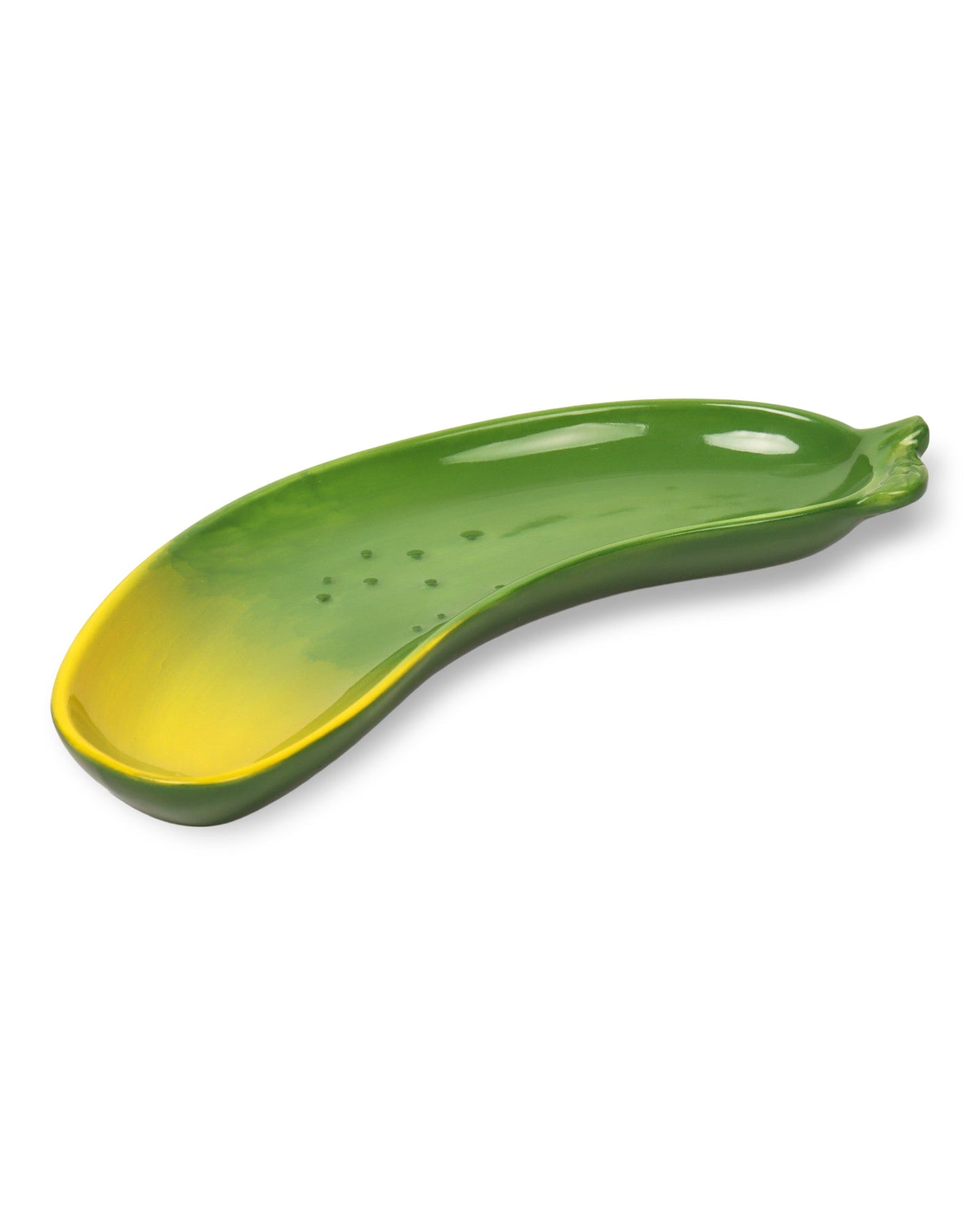 Seaview green pickle-shaped stoneware Big Dill Dish