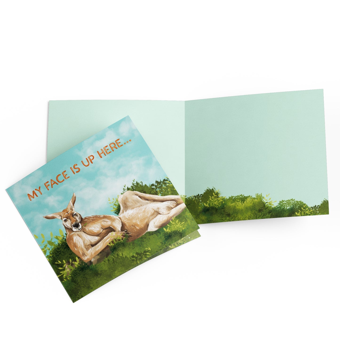 My Face Is Up Here Greeting Card