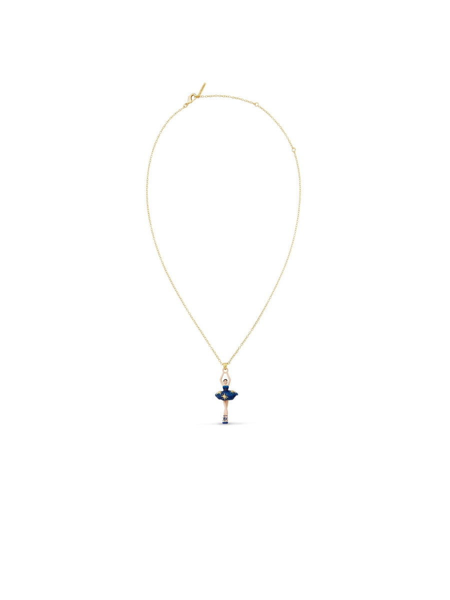 Midnight Blue Tutu Ballerina Necklace And Gold Stars