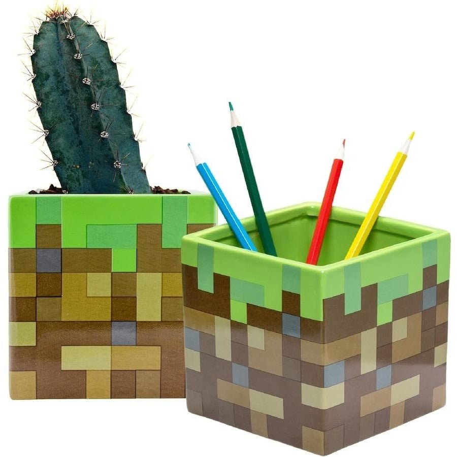 MINECRAFT - Grass block - Shaped Plant and Pen Pot - Mu Shop