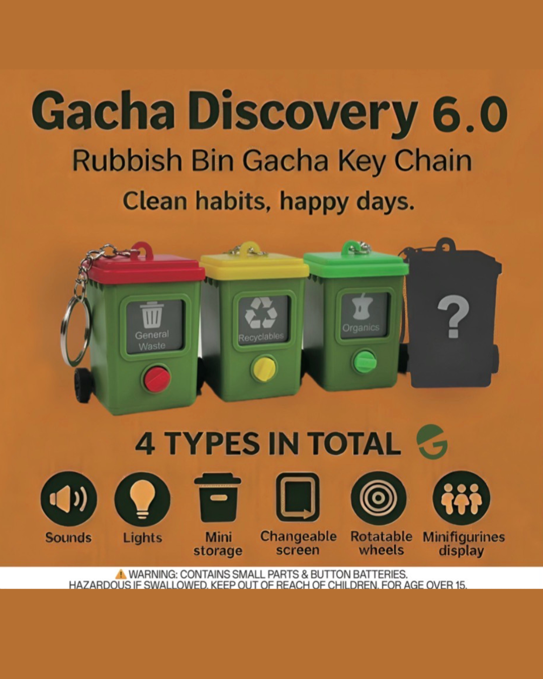 Gacha Discovery 6.0 Rubbish Bin Gacha Key Chain