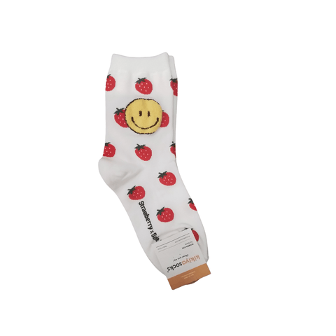 Smiling face with strawberrries Adult Crew Socks - Mu Shop