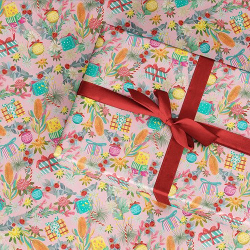 Wrapping Paper Mother Nature Australian Pink Floral - Mu Shop