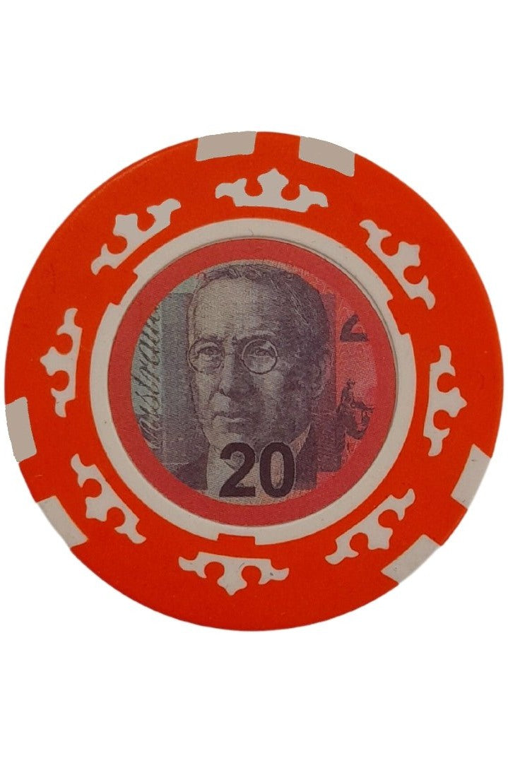 $20 Australia Currency Poker Chip (Orange) - Mu Shop