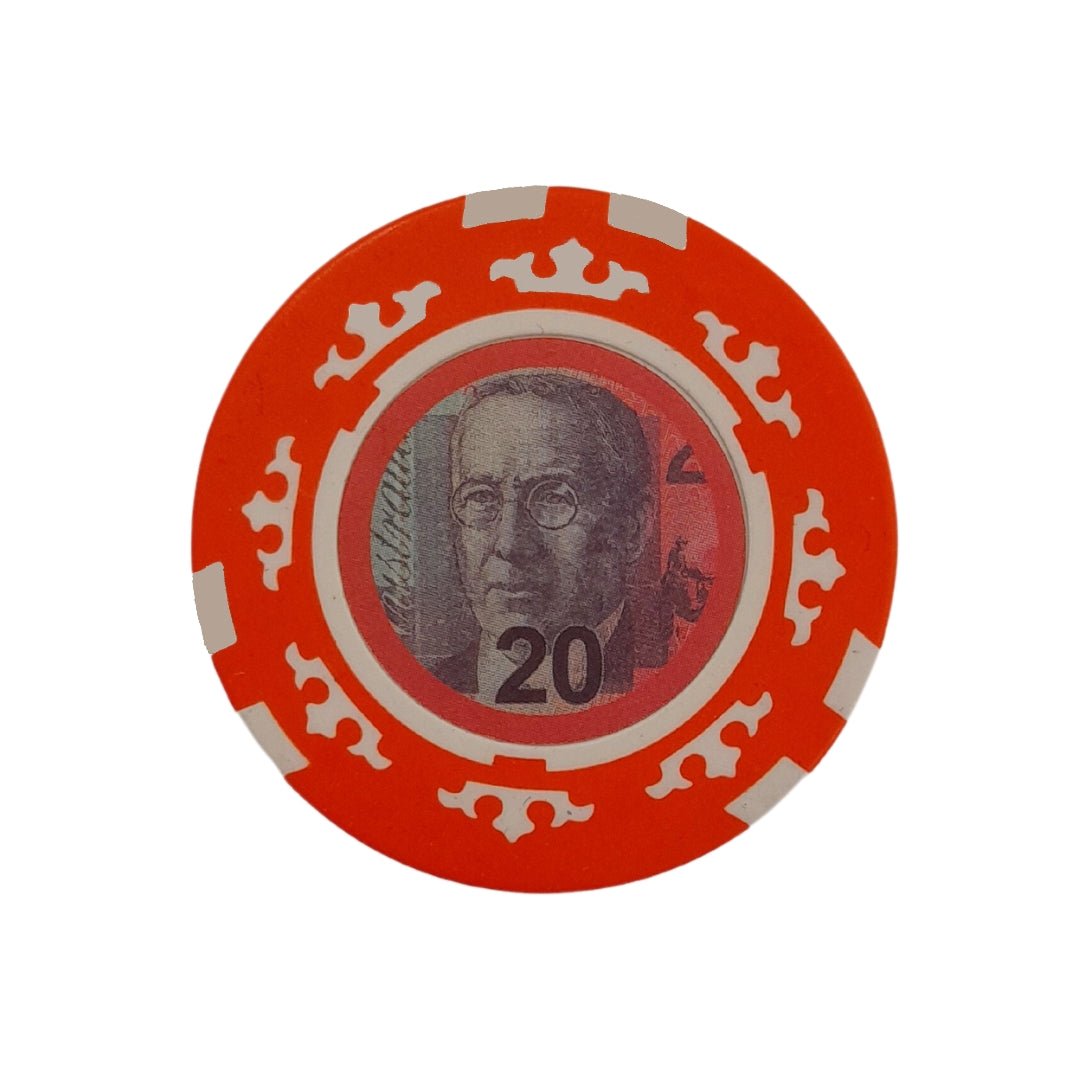$20 Australia Currency Poker Chip (Orange) - Mu Shop