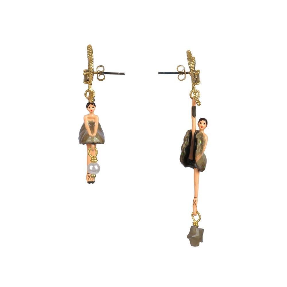 Ballerina Asymmetrical Earrings - Taupe Grey - Mu Shop