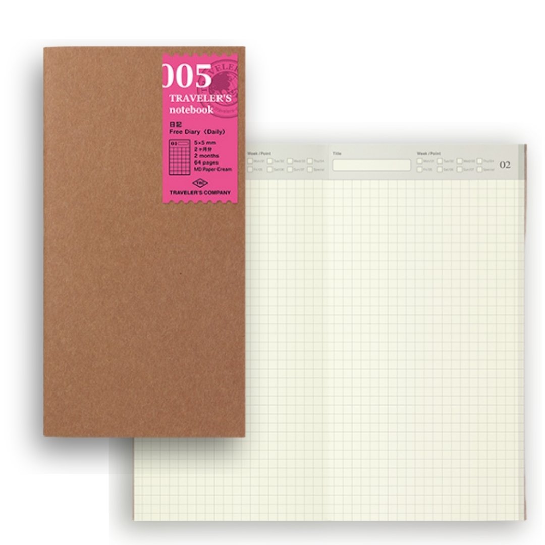Free Diary 005 Traveler's Notebook Refill Regular Size - Mu Shop
