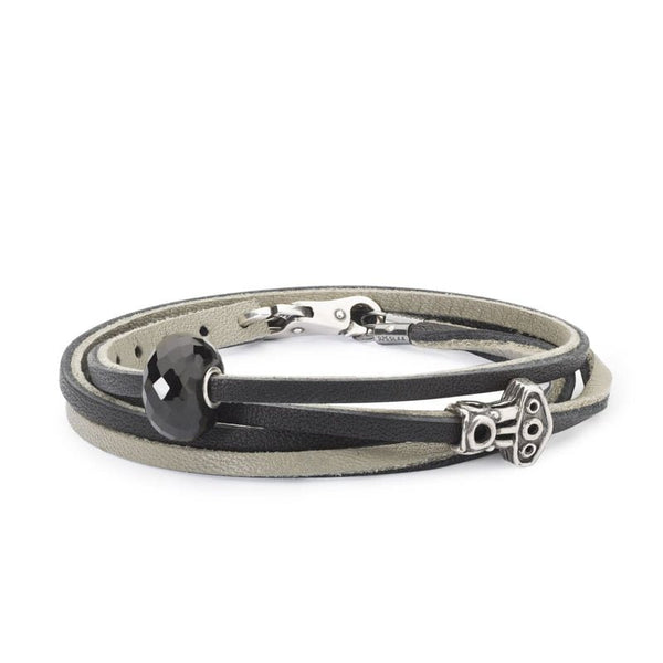 Leather Bracelet - Black/Grey 41cm - Mu Shop