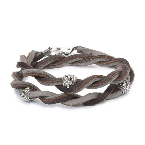Leather Bracelet - Brown/Light Grey 36cm - Mu Shop