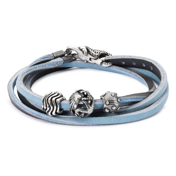 Leather Bracelet - Light Blue/Dark Grey 36cm - Mu Shop