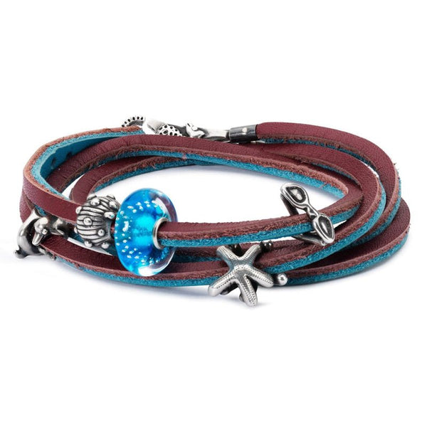 Leather Bracelet - Turquoise/Plum 36cm - Mu Shop