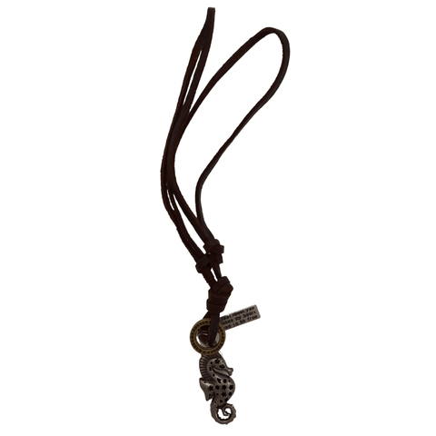 Leather Necklace Brown - Seahorse - Mu Shop