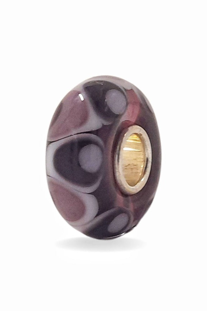 Purple Glass Bead with Lilac and White Decorations Universal Unique Bead #1561 - Mu Shop