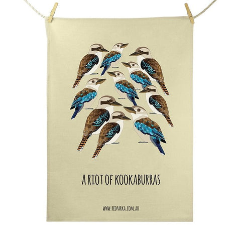 Riot of Kookaburras Tea Towel - Mu Shop