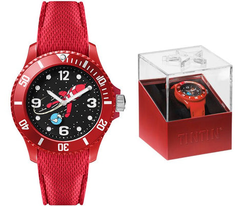 TINTIN  -  "ROCKET TO THE MOON" WATCH - RED (SMALL) - Mu Shop