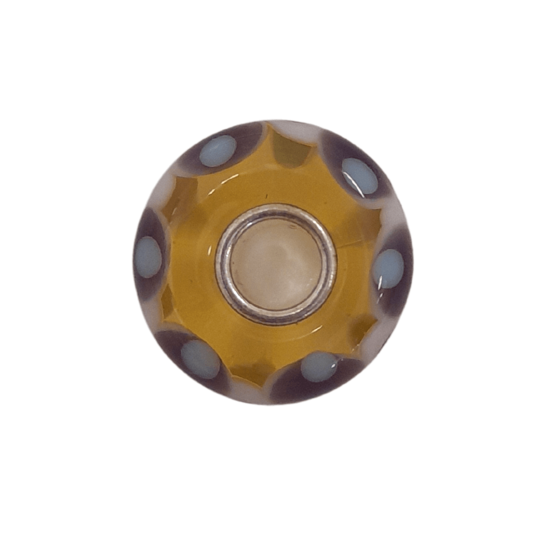 Transparent Yellow Bead with Blue and Purple Dots Universal Unique Bead #1405 - Mu Shop