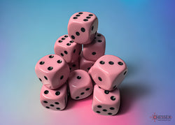 Opaque Pastel Pink 16mm d6 Dice Set (12 Dice)
